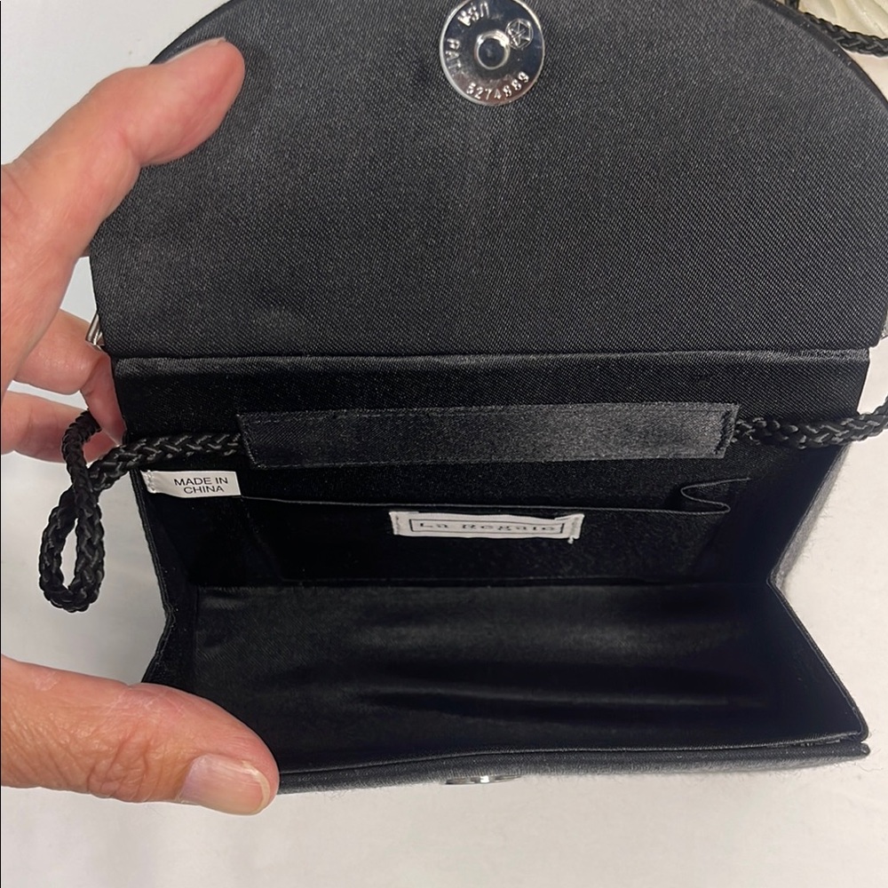 La Regale Black and Silver Mini Bag with Structured Design EUC No Callouts - Picture 5 of 13